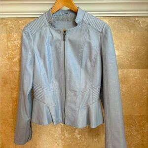 Brand New Gorgeous Pale Blue Leather Jacket to Complete that Special Outfit